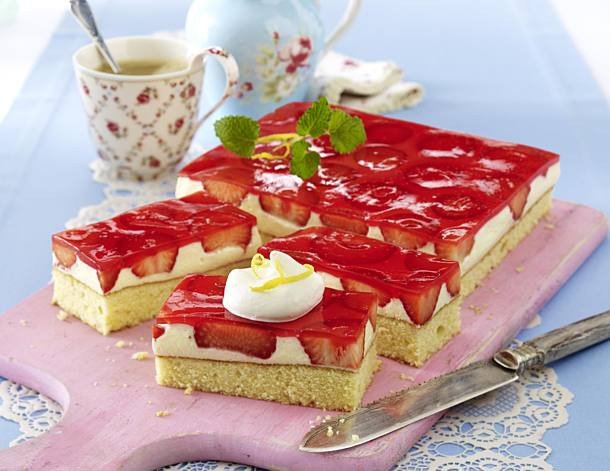 Erdbeer Vanillepudding Kuchen
 Erdbeer Zitronenkuchen mit Vanillepudding Rezept