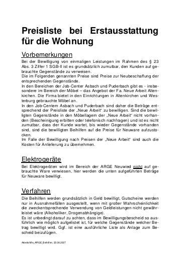 Erstausstattung Wohnung
 Erstausstattung Wohnung einschl Haushaltsgeräte