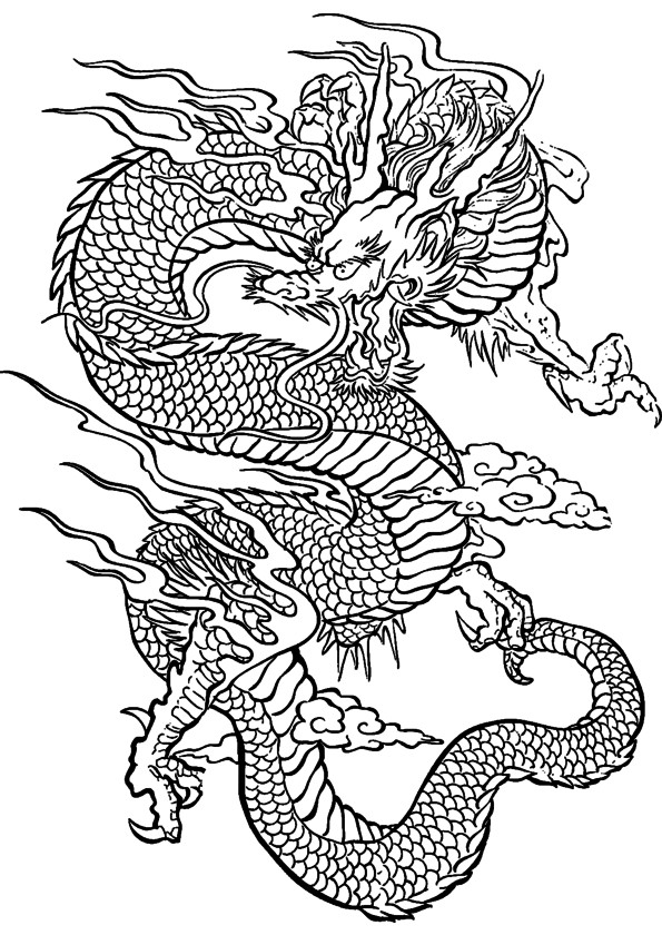 Erwachsenen Ausmalbilder
 Coloriage dragon chinois à imprimer