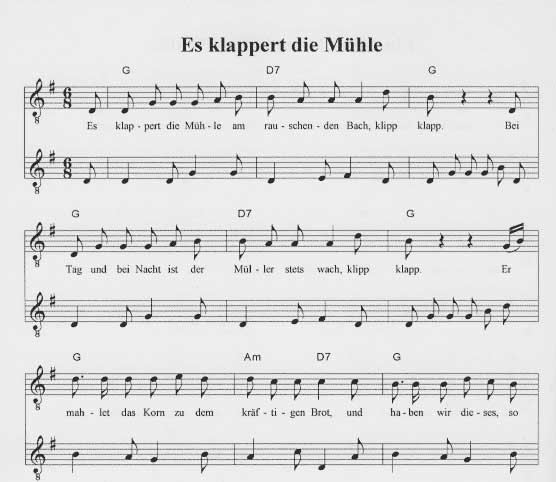 Es Klappert Die Mühle
 Es klappert Mühle guitarWeb Shop Gitarre Noten