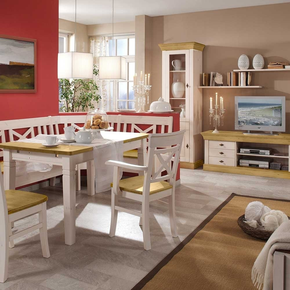 Esstisch Landhausstil
 Esstisch mit Stühlen Lugon in Weiß im Landhausstil Wohnen
