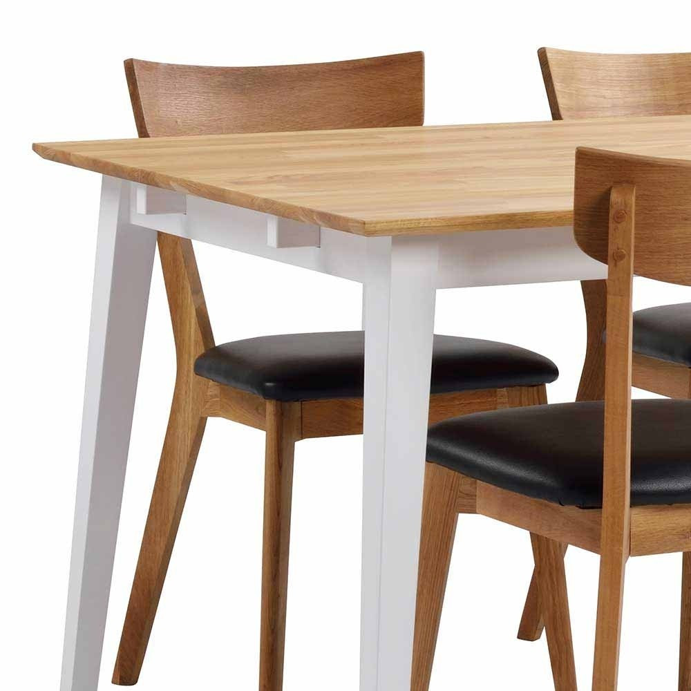 Esstisch Set
 Esstisch Set mit 4 Stühlen in Eiche mit Weiß & Schwarz