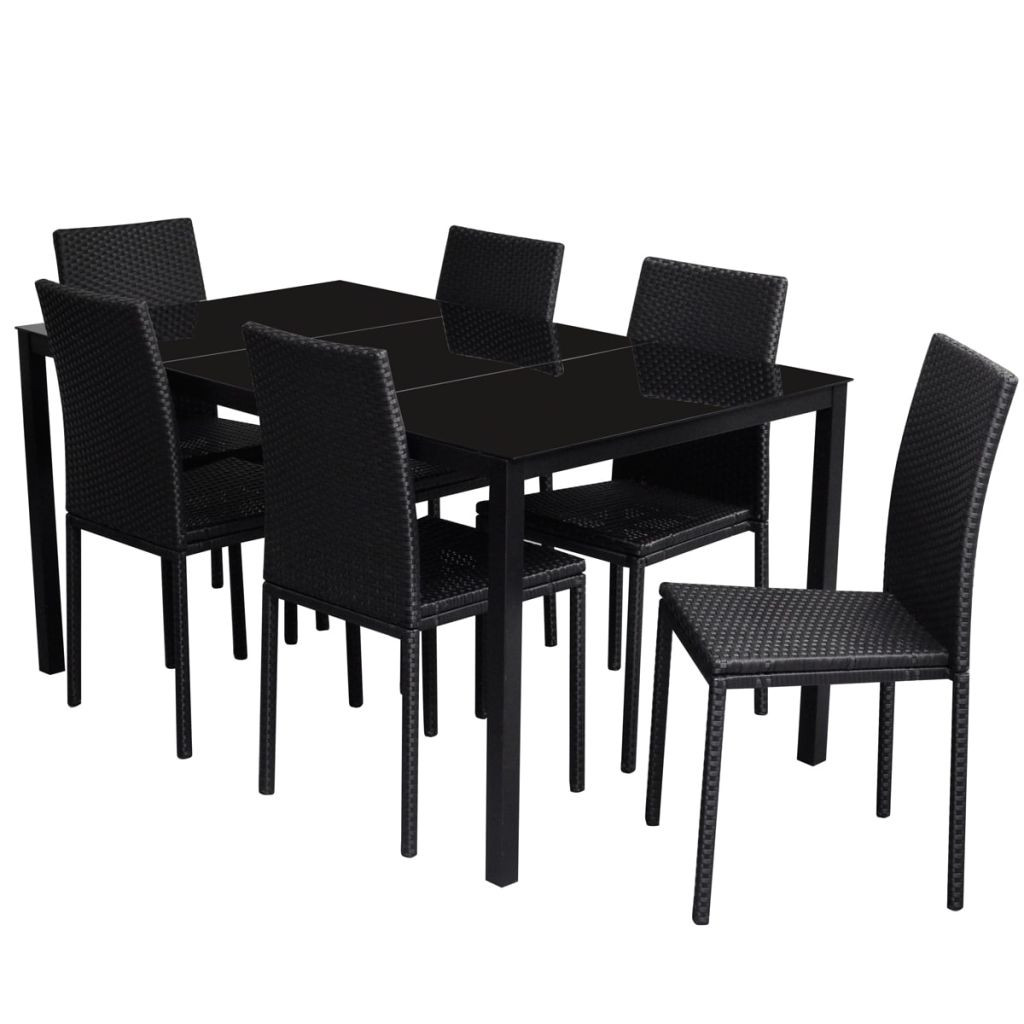 Esstisch Set
 Der Rattan Esstisch Set 1 Tisch 6 Stühle Schwarz online