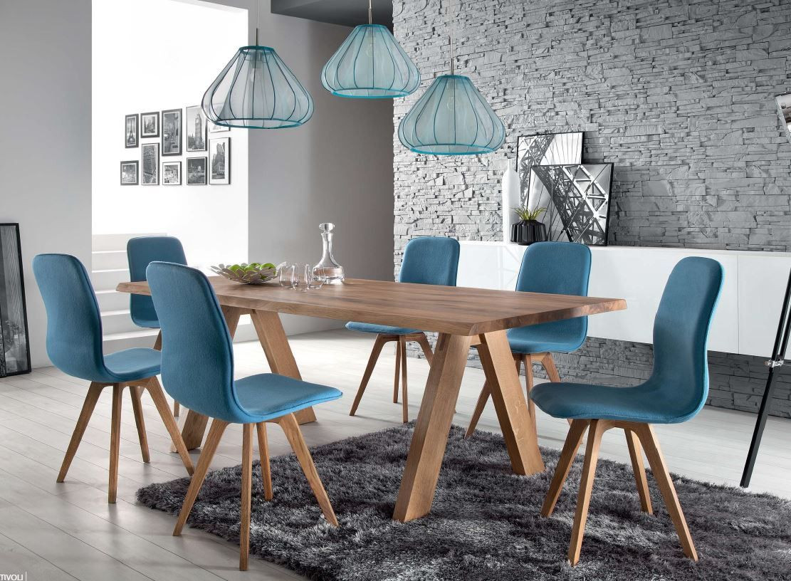 Esstisch Stuehle Modern
 Schalenstuhl Stuhl Esszimmer modern blau Eiche massiv