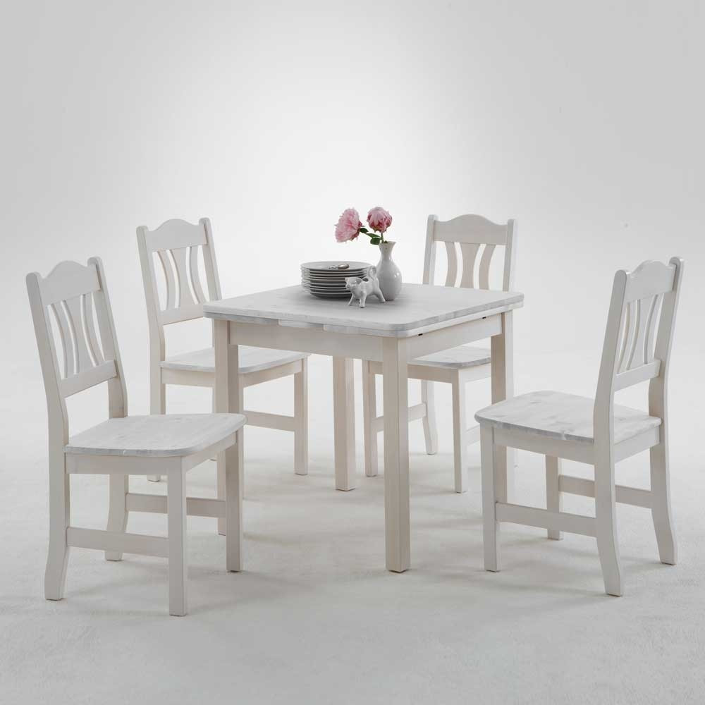 Esstisch Weiß
 Esstisch mit Stühlen Vironegras in Weiß aus Kiefer Wohnen