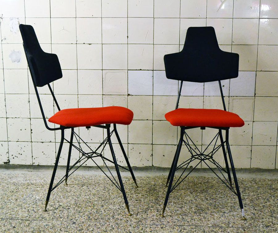 Esszimmerstühle Schwarz
 Italienische Esszimmerstühle in Schwarz & Rot 4er Set bei
