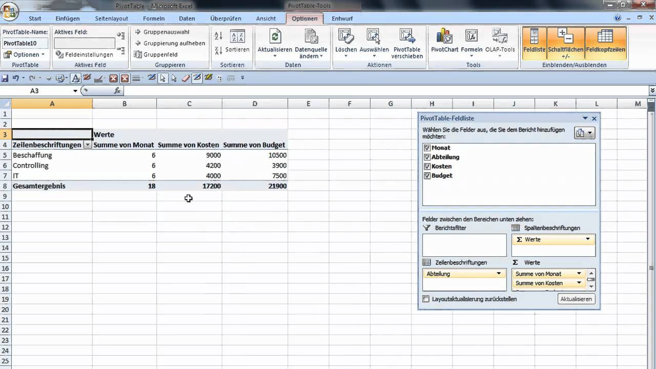 Excel Pivot Tabelle
 1 Excel Pivot Tabelle kinderleicht erstellen
