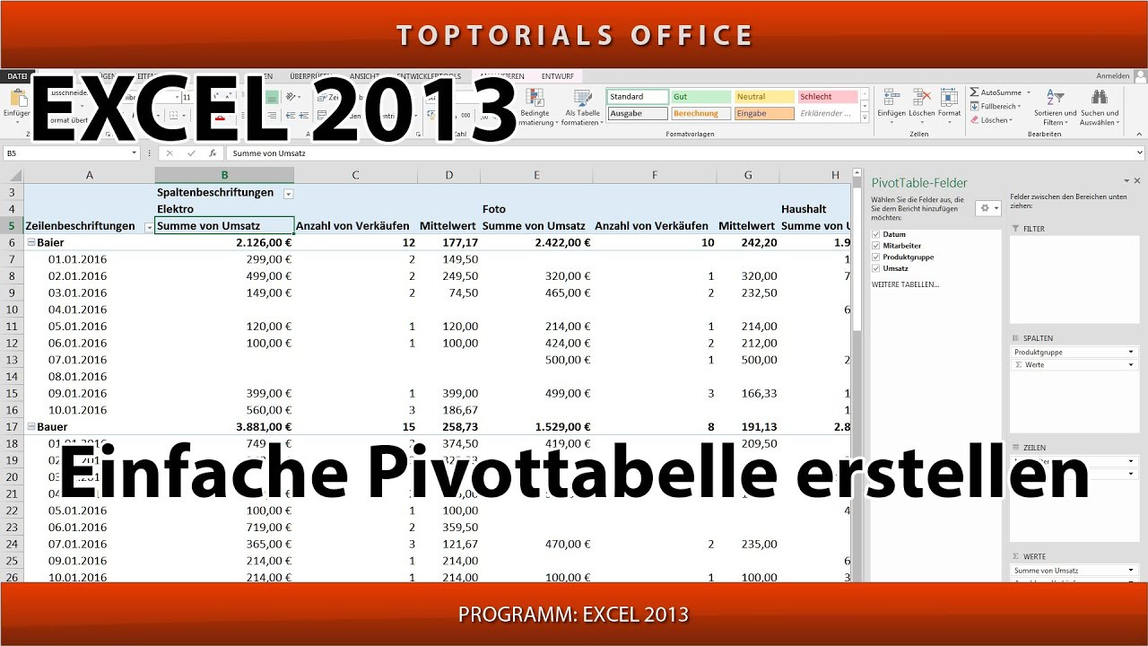 Excel Pivot Tabelle
 Pivot Tabelle erstellen total leicht Excel