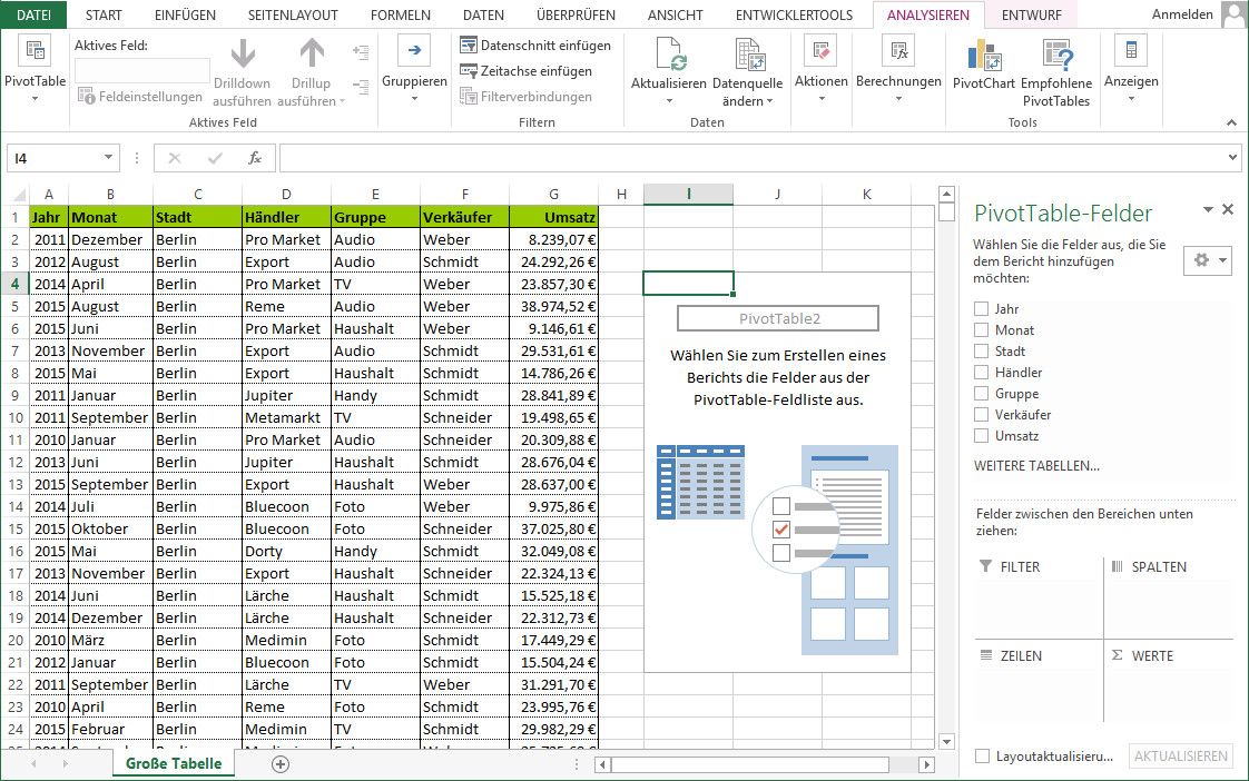 Excel Pivot Tabelle
 Excel Pivot Tabelle am Bespiel erklärt traens