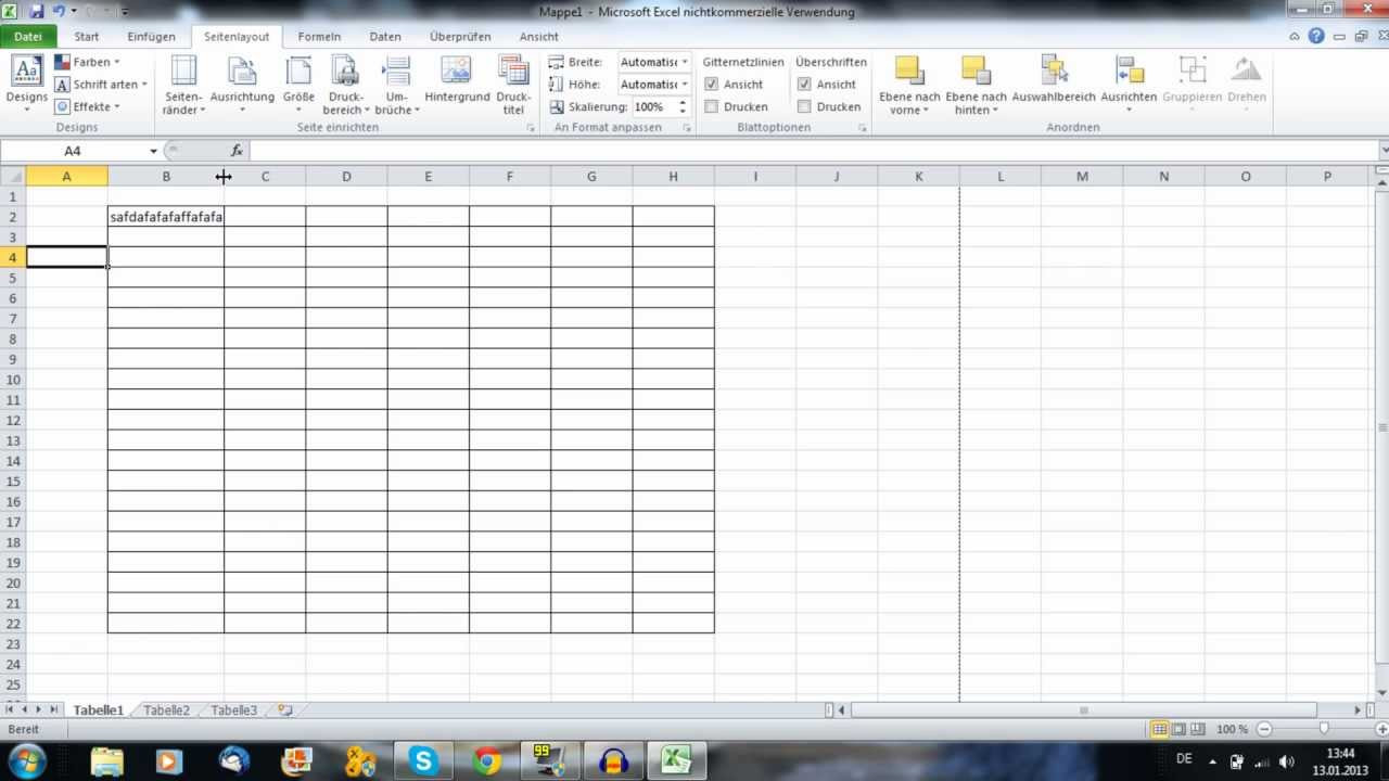 Excel Tabelle
 Microsoft Excel Grundkurs 001 Tabellen erstellen