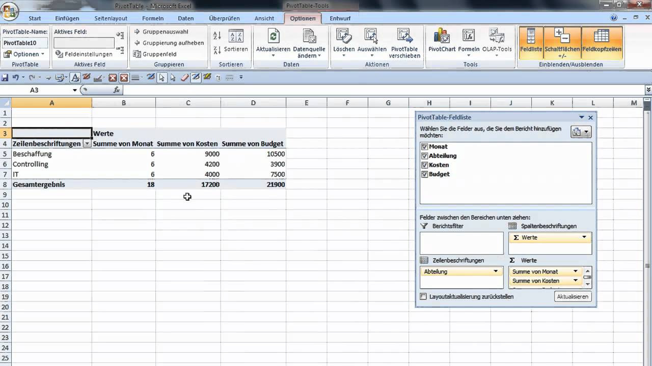 Excel Tabelle Erstellen
 1 Excel Pivot Tabelle kinderleicht erstellen