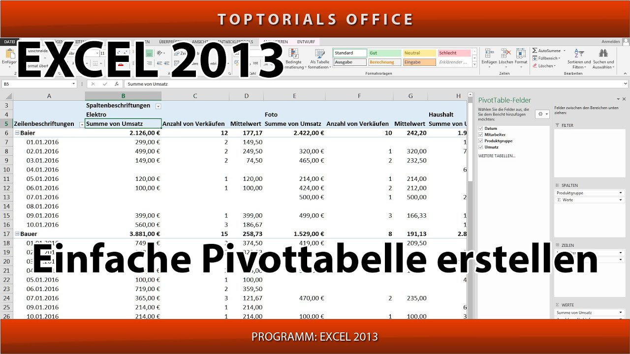 Excel Tabelle Erstellen
 Pivot Tabelle erstellen total leicht Excel