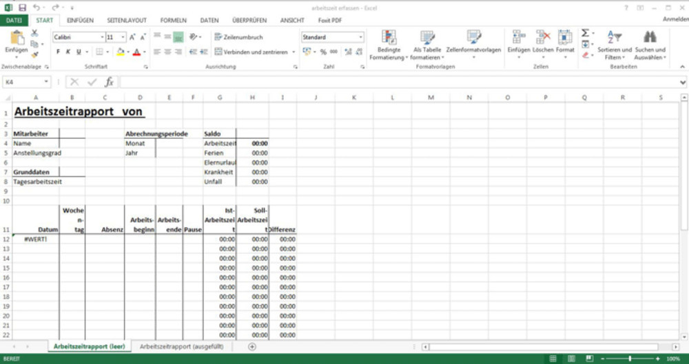 Excel Tabelle Erstellen
 PCtipp 2 2016 Excel Vorlage Arbeitszeiterfassung PCtipp