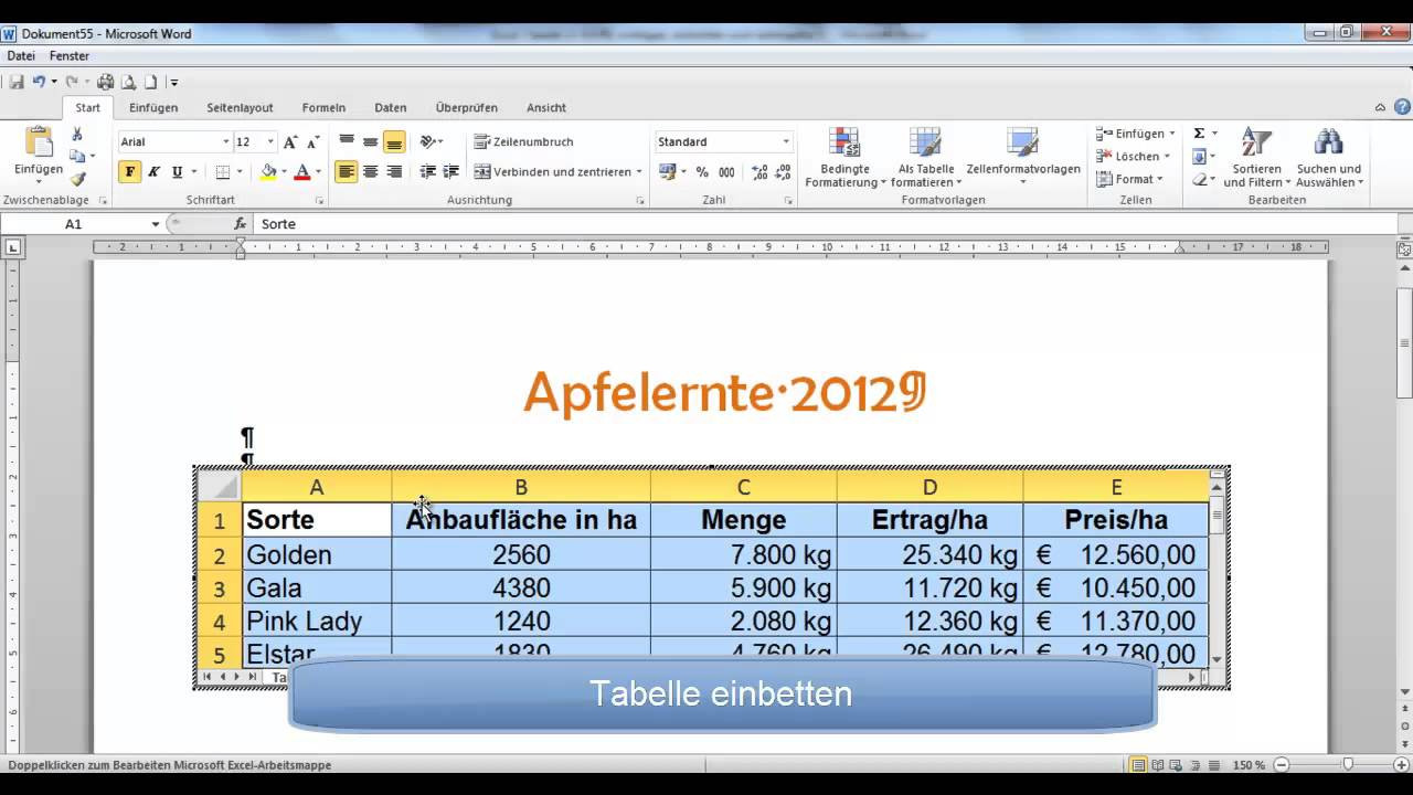 Excel Tabelle In Word Einfügen
 UD 17 Excel Tabelle in Word einfügen einbetten und