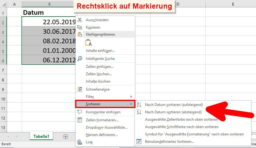 Excel Tabelle Sortieren
 Excel Tabelle nach Datum sortieren – so geht’s