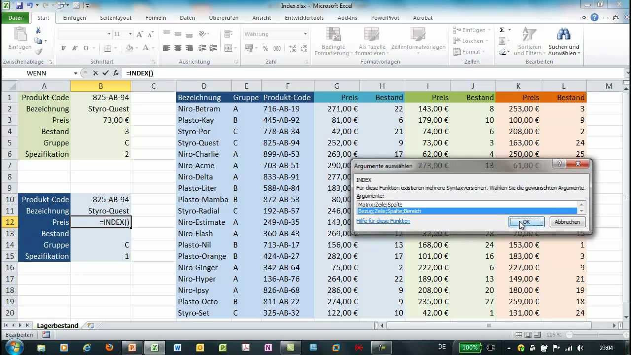 Excel Tabellen Vergleichen
 Excel INDEX und VERGLEICH zwei Varianten