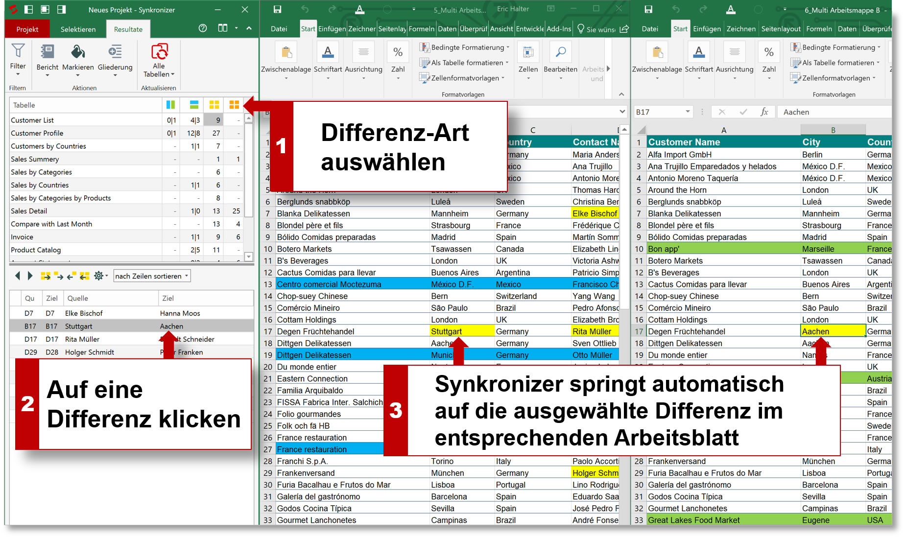 Excel Tabellen Vergleichen
 Synkronizer Excel pare Excel Tabellen zusammenführen