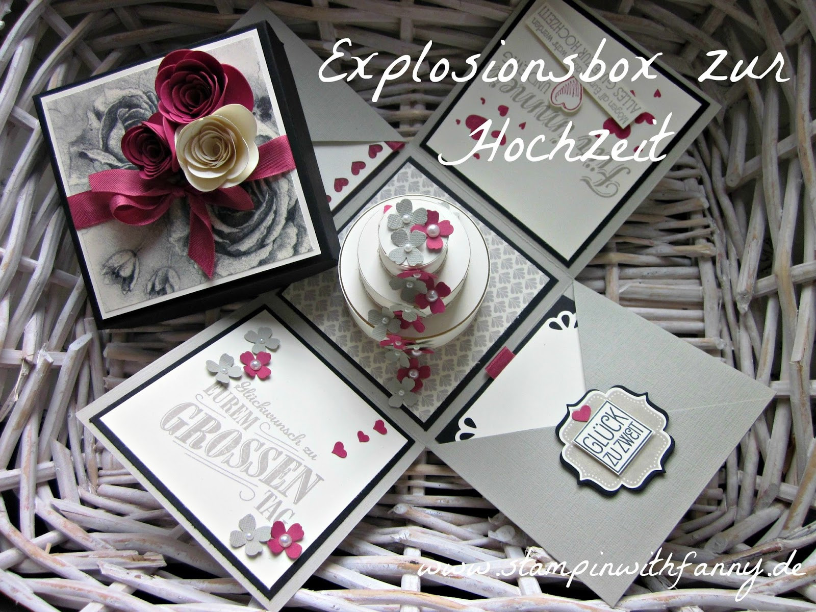 Explosionsbox Hochzeit Basteln
 stampin with fanny Explosionsbox mit Geldfach zur