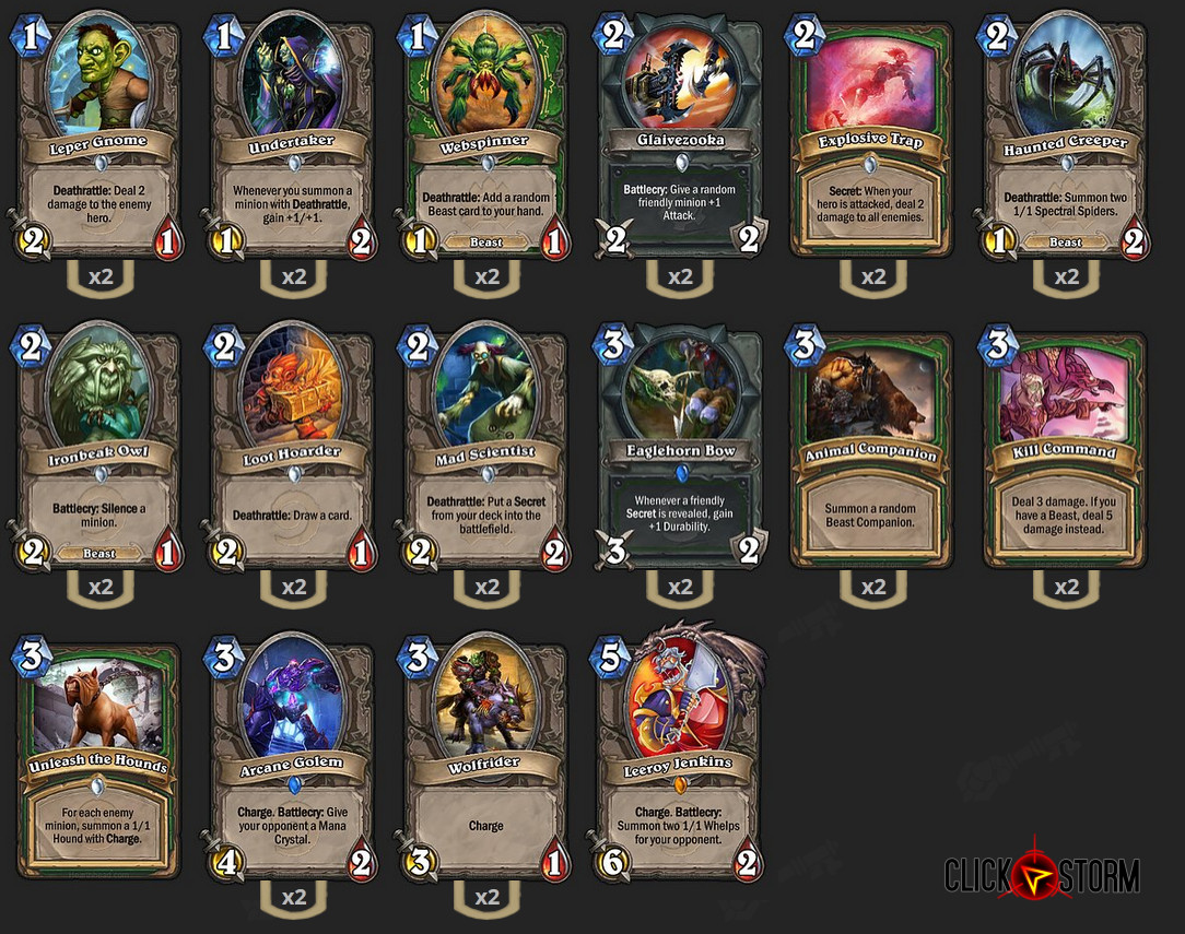 Face Hunter Deck
 Hearthstone new deck Face Hunter by yell9x