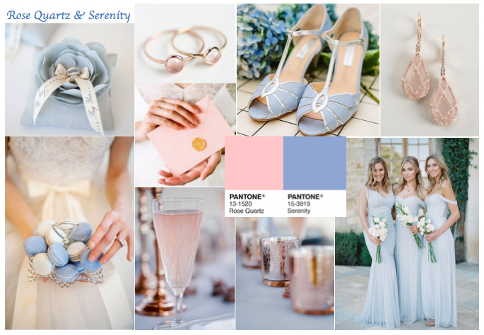 Farben Hochzeit
 Rose Quartz & Serenity Pantone–Farben des Jahres 2016