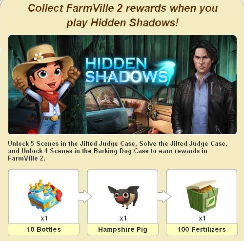 Farmville 2 Geschenke
 FarmVille 2 Promotion für Hidden Shadows Es gibt viele