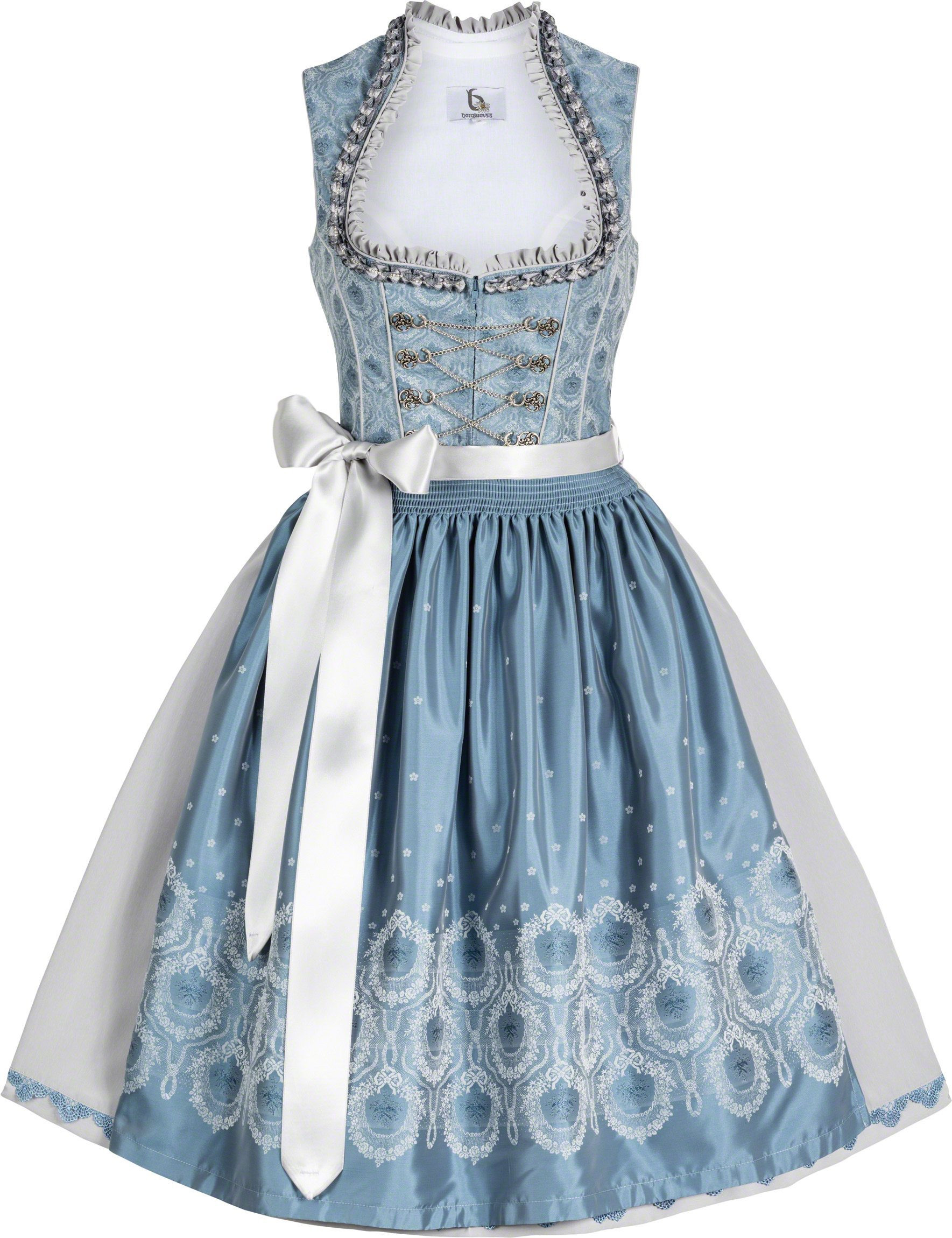 Festliche Dirndl Für Hochzeit
 Designer Dirndl Lucretia blau grau Bergweiss Brautdirndl