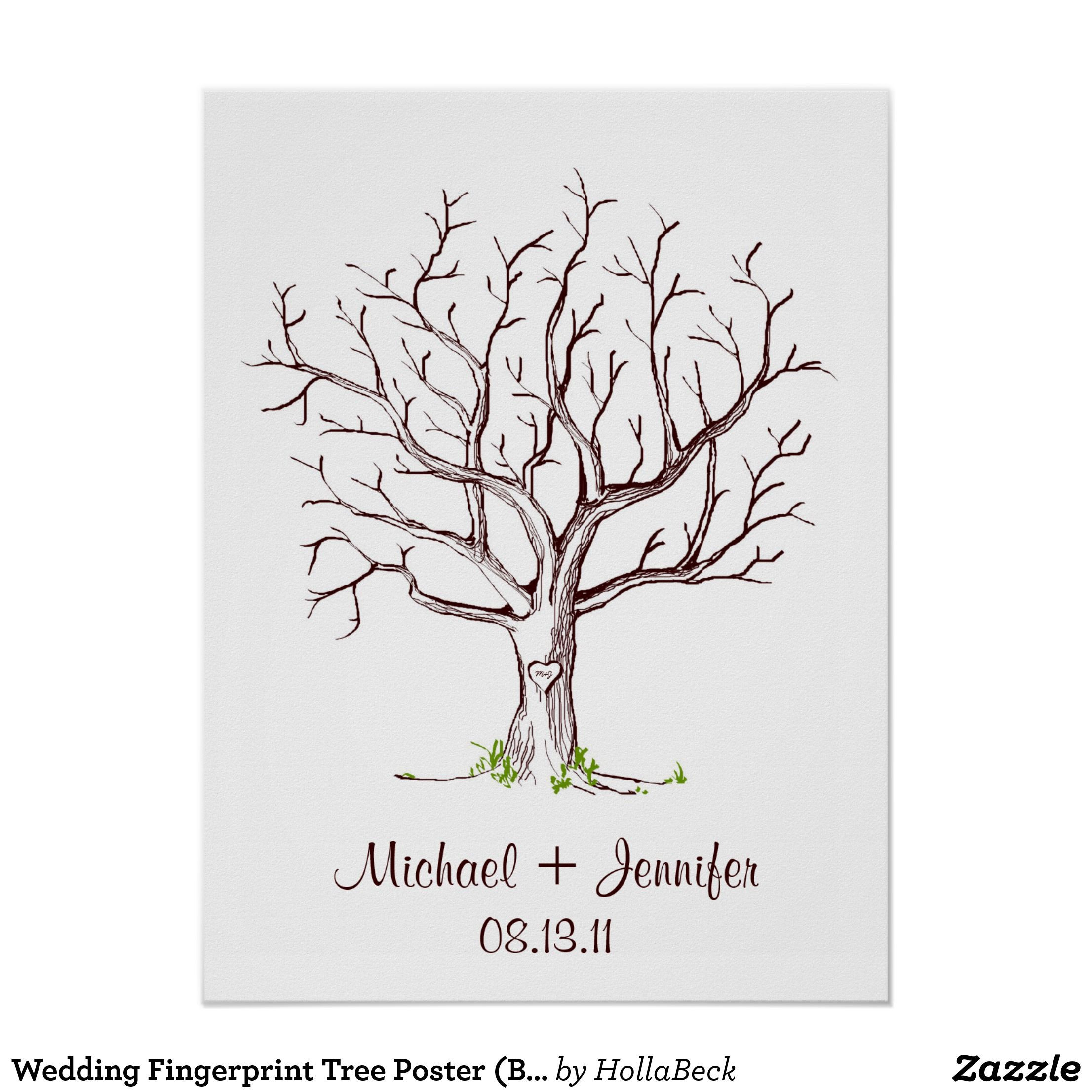 Fingerabdruck Baum Hochzeit
 Hochzeits Fingerabdruck Baum Plakat Brown Poster