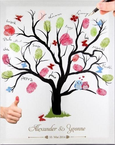 Fingerabdruck Leinwand Hochzeit
 Die besten 25 Baum malen Ideen auf Pinterest