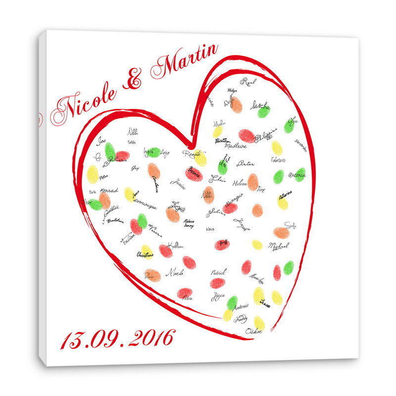 Fingerabdruckbild Hochzeit
 Fingerabdruck Baum auf Leinwand ♥ Hochzeitsspiel