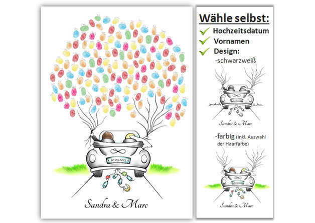 Fingerabdruckbild Hochzeit
 Gastgeschenke wedding tree zur Hochzeit Fingerabdruck