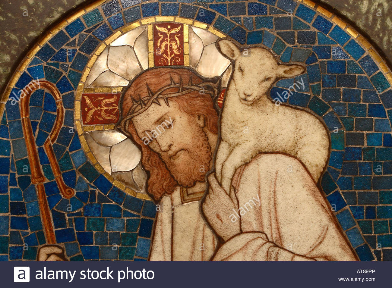 Fliesen Christ
 Christ With Carrying Lamb Stockfotos & Christ With