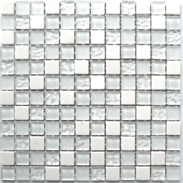 Fliesen Weiß
 Glas Marmor Mosaik Fliesen 23x23x8mm Weiss Mix TG m