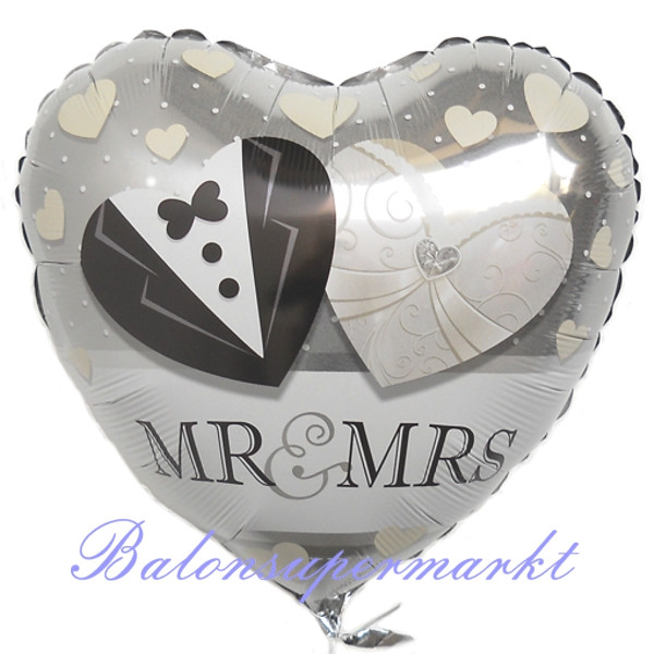 Folienballon Hochzeit
 Ballonsupermarkt lineshop Mr & Mrs Herz