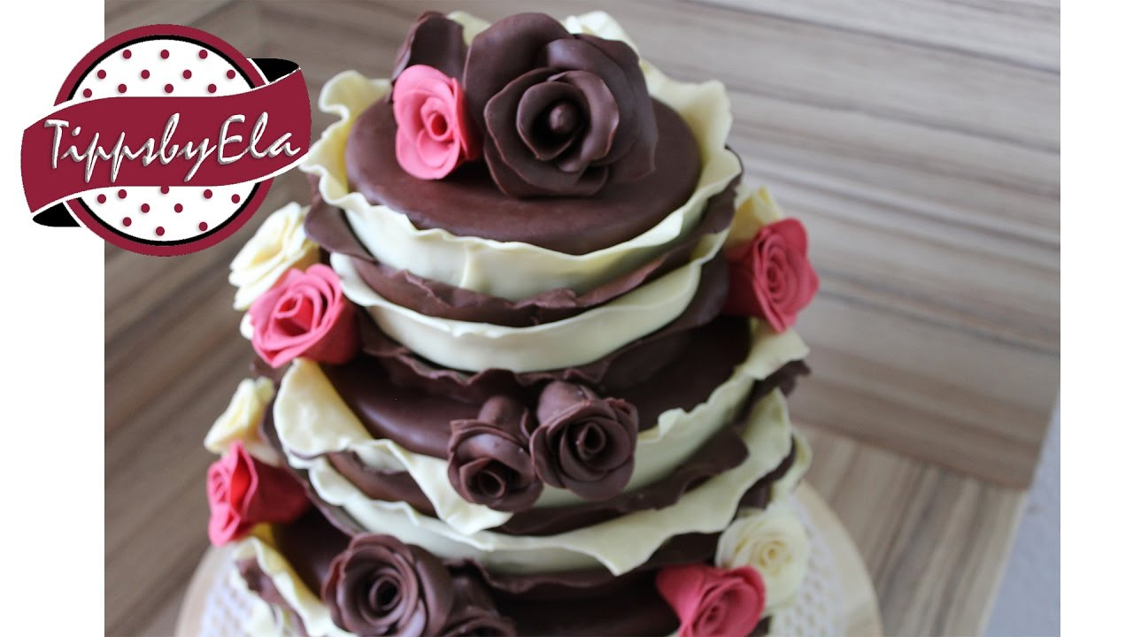 Fondant Hochzeitstorte
 3 stöckige Torte Verlobungstorte mit Schokoladen
