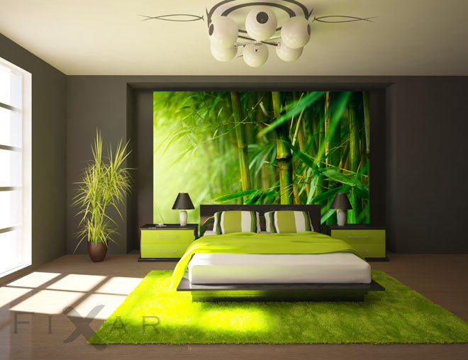 Fototapete Schlafzimmer
 Saftig grüner Bambus Fototapete für Schlafzimmer