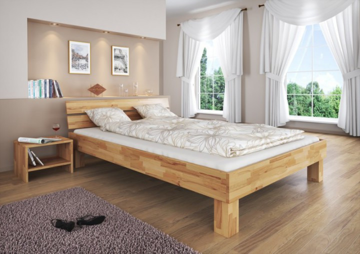 Französisches Bett
 Doppelbett Futonbett Überlänge 140x220 Buche Französisches