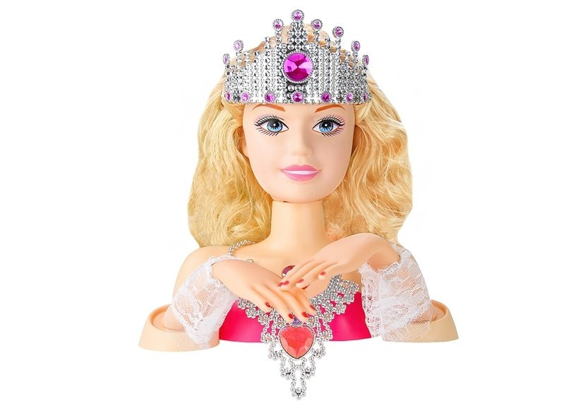 Frisuren Kopf
 Frisierkopf mit Tiara Frisurenkopf Puppenkopf Blond