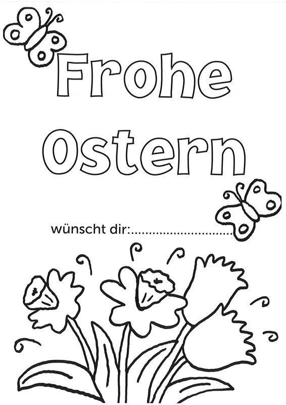 Frohe Ostern Ausmalbilder
 Kostenlose Malvorlage Ostern Frohe Ostern mit Blumen zum