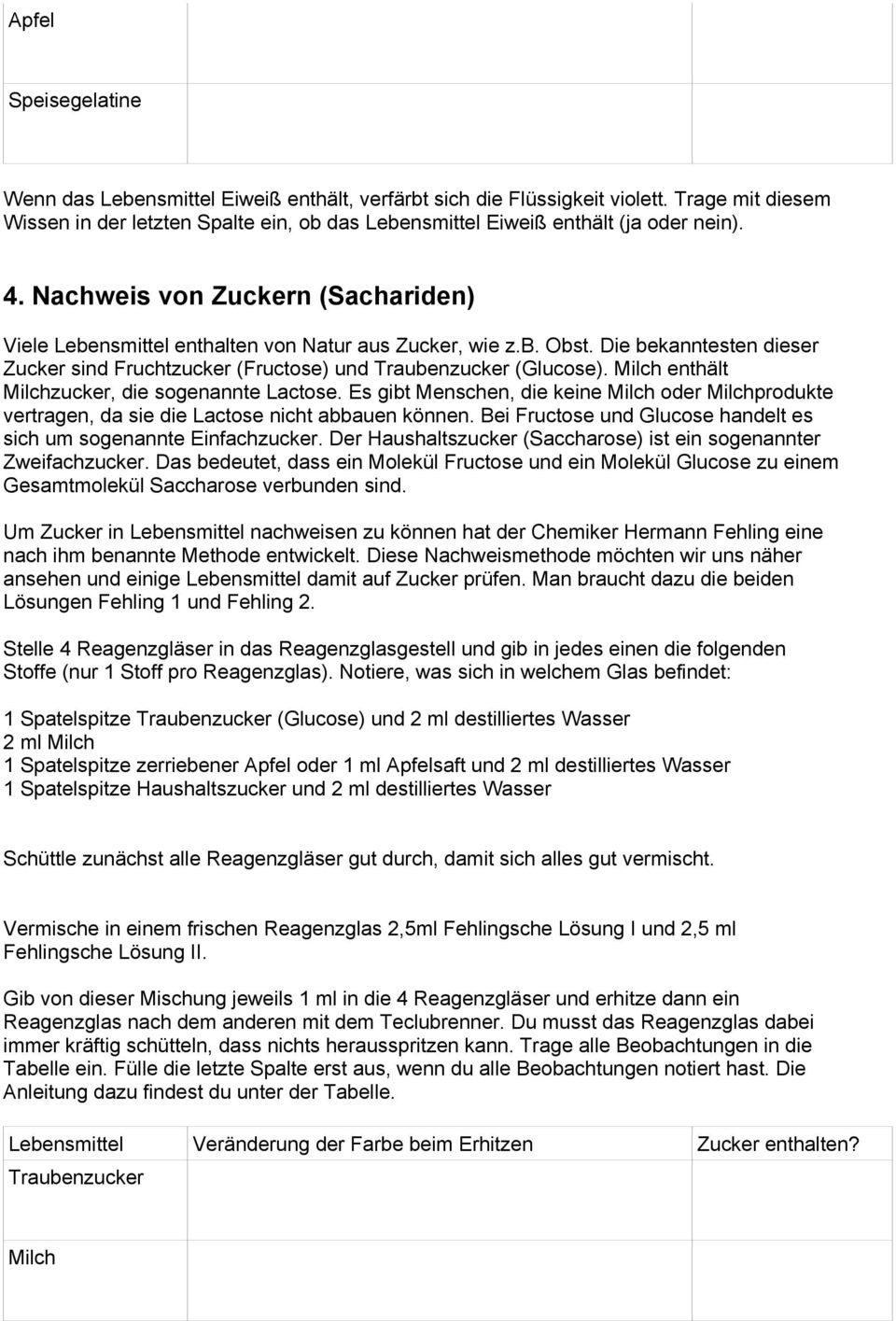 Fructose Tabelle Pdf
 Nachweis der Nährstoffe Fette Kohlenhydrate Eiweiß in