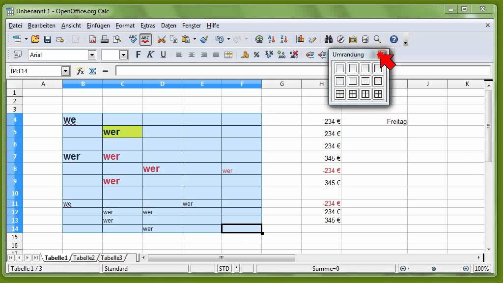 Fußball Tabellen Erstellen
 06 Open fice Calc Teil 1 Tabellen Auswählen