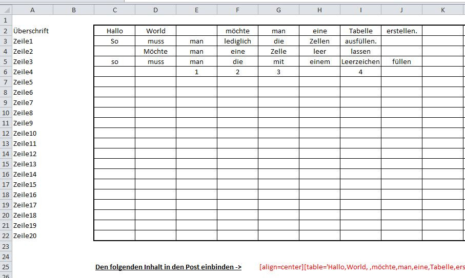 Fußball Tabellen Erstellen
 Tabellen Generator für das Forum Software Forum ChAoS