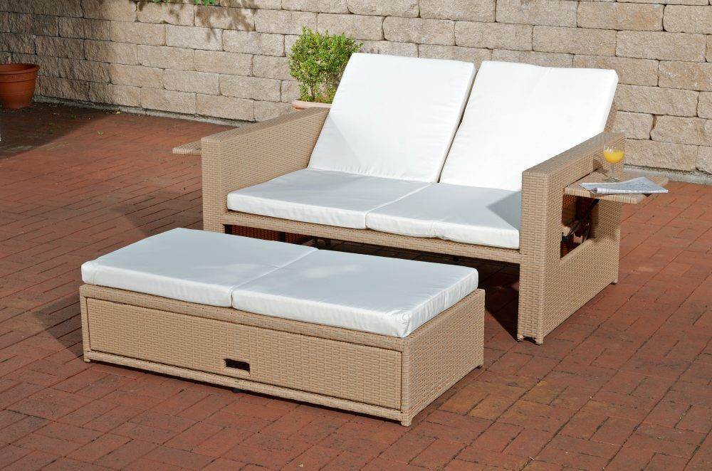 Garten Couch
 Gartensofa verstellbar Polyrattan sand Garten Liege Couch