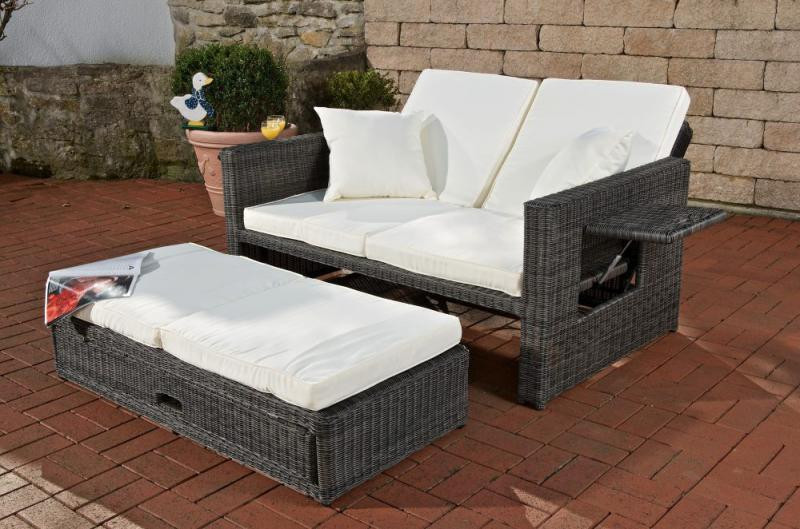 Garten Couch
 Gartensofa verstellbar 3 mm Polyrattan grau Garten Sofa