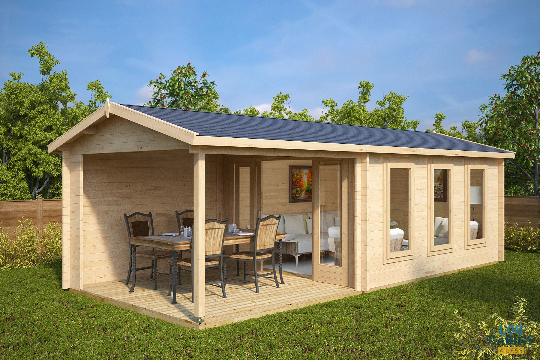 Garten Haus
 Eva E 7 4m x 3 6m Cabin Wide Range Quality Log Cabins