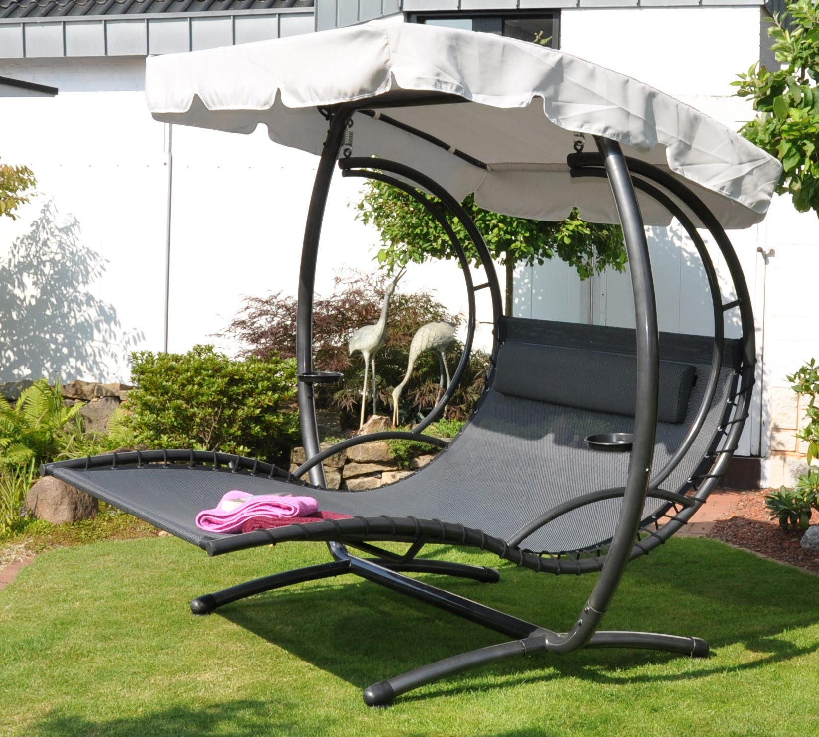 Garten Liege
 Doppel Gartenliege Duo Swing XXL Stahl schwarz mit