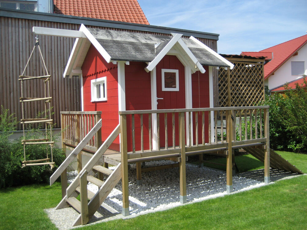 Garten Spielhaus Holz
 Kinderspielhaus Bauplan Spielhaus Stelzenhaus Terrasse