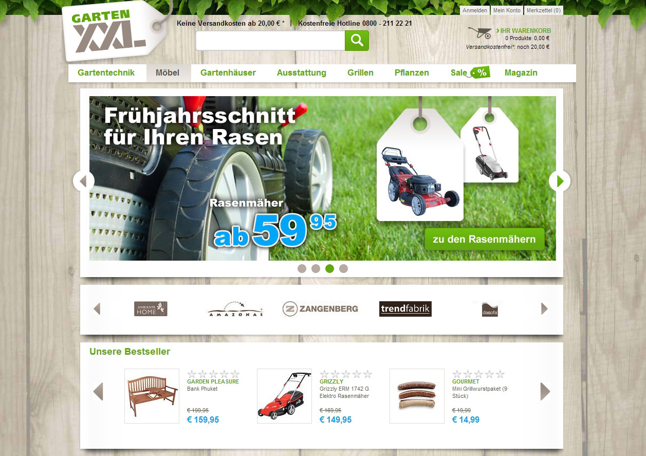 Garten Xxl De
 Plus startet line Shop gartenxxl e merce vision