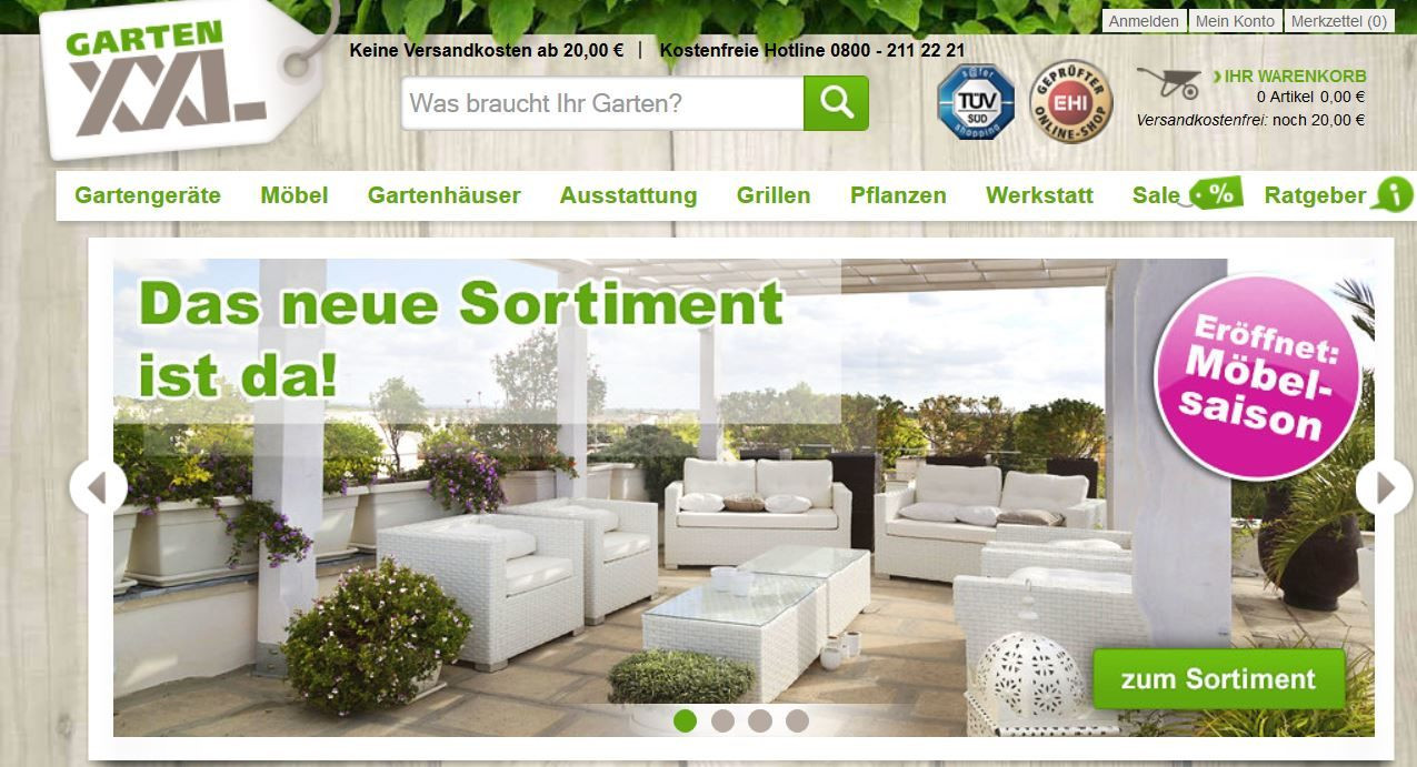 Garten Xxl
 line Käufer küren Garten XXL zum besten Webshop Grüne