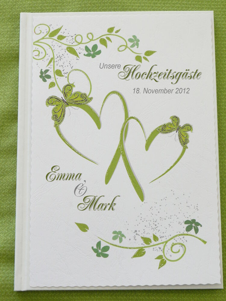 Gästebuch Hochzeit Herzen
 Gästebuch Hochzeit Herzen grün weiß Hochzeitsgeschenk