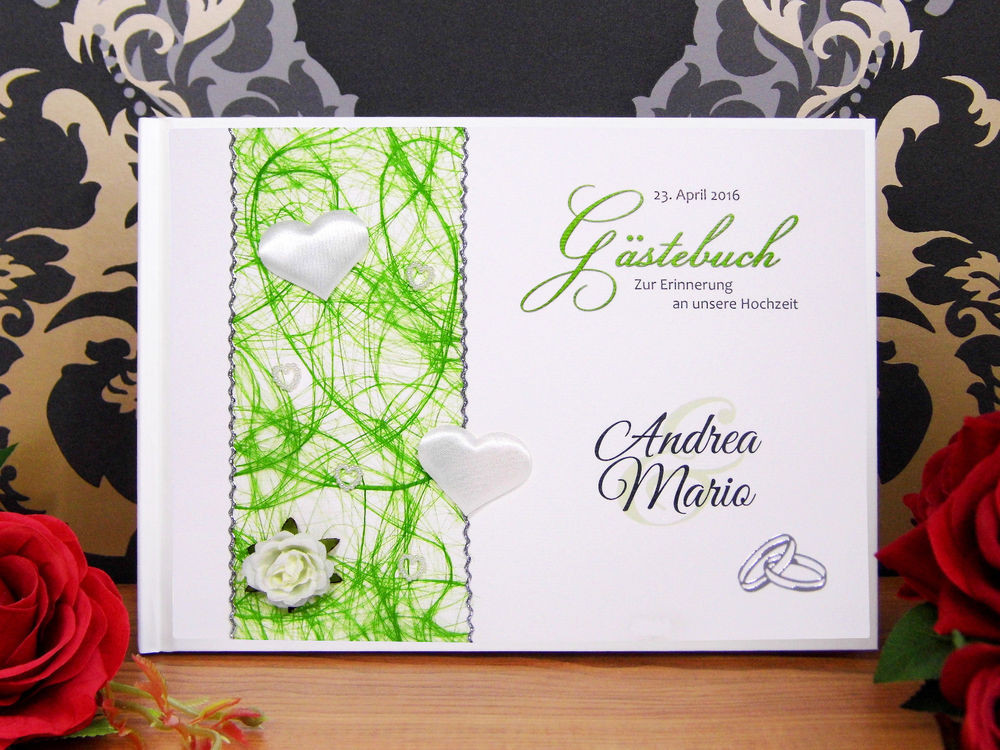 Gästebuch Hochzeit Personalisiert
 A4 Hardcover Gästebuch zur Hochzeit maigrün grün